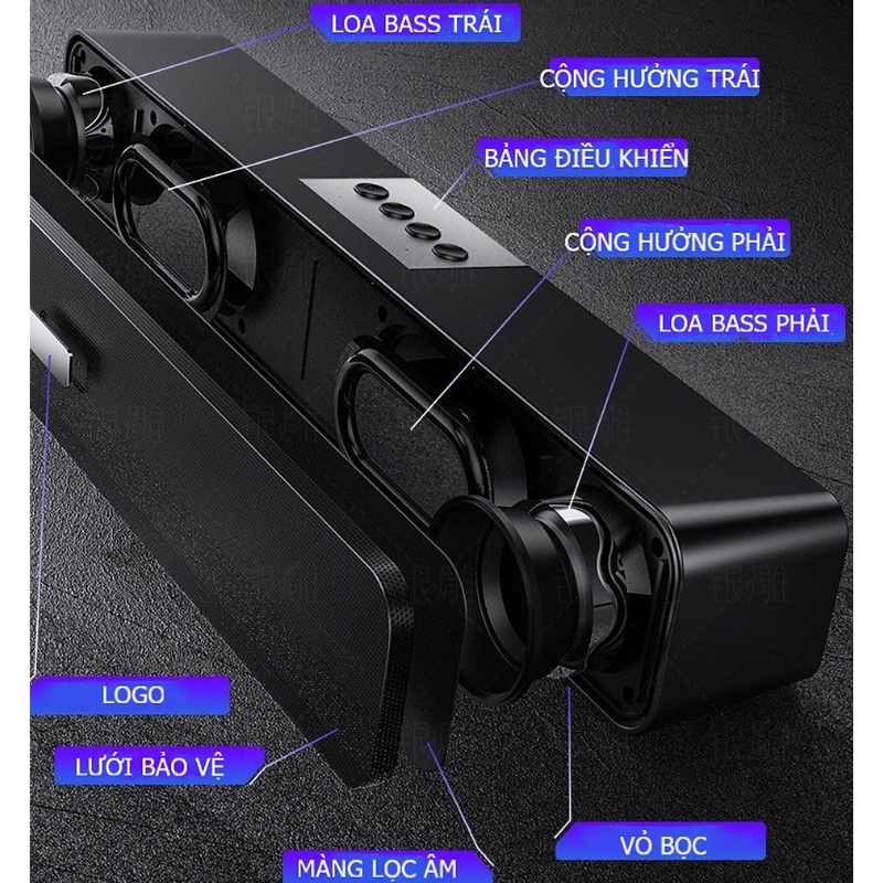 Loa Bluetooth A36 Công Suất 10W Siêu Bass - Pin 8 Tiếng - Cho Laptop Tivi FM Điên Thoại