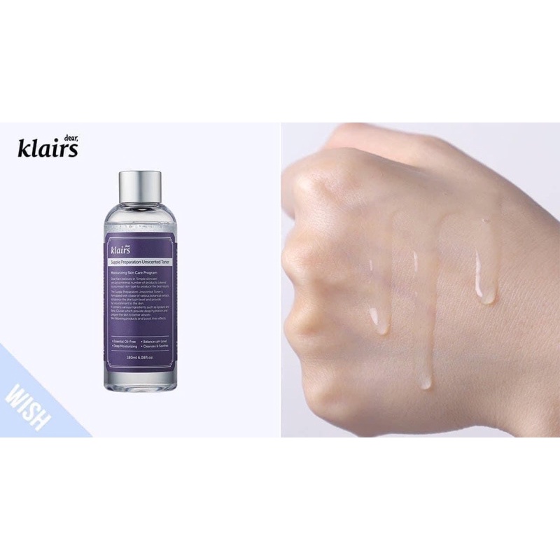 Nước hoa hồng Klairs Supple Preparation Unscented Toner Klairs 180ml không mùi cho da nhạy cảm Auth Hàn Quốc