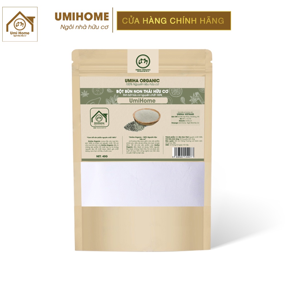 Bột Bùn Non đắp mặt nạ hữu cơ UMIHOME nguyên chất 40g | Young mud powder 100% Organic