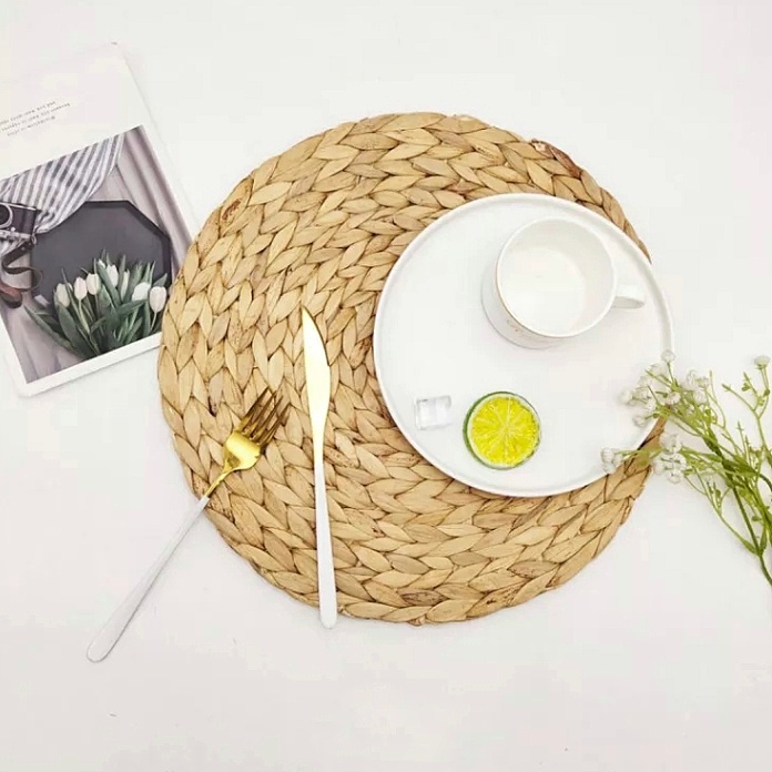 Thảm lục bình Mint decor - Đĩa lục bình lót ly - Lót ly lục bình hàng loại đẹp đan kỹ - Lót nồi - Trang tri, chụp hình