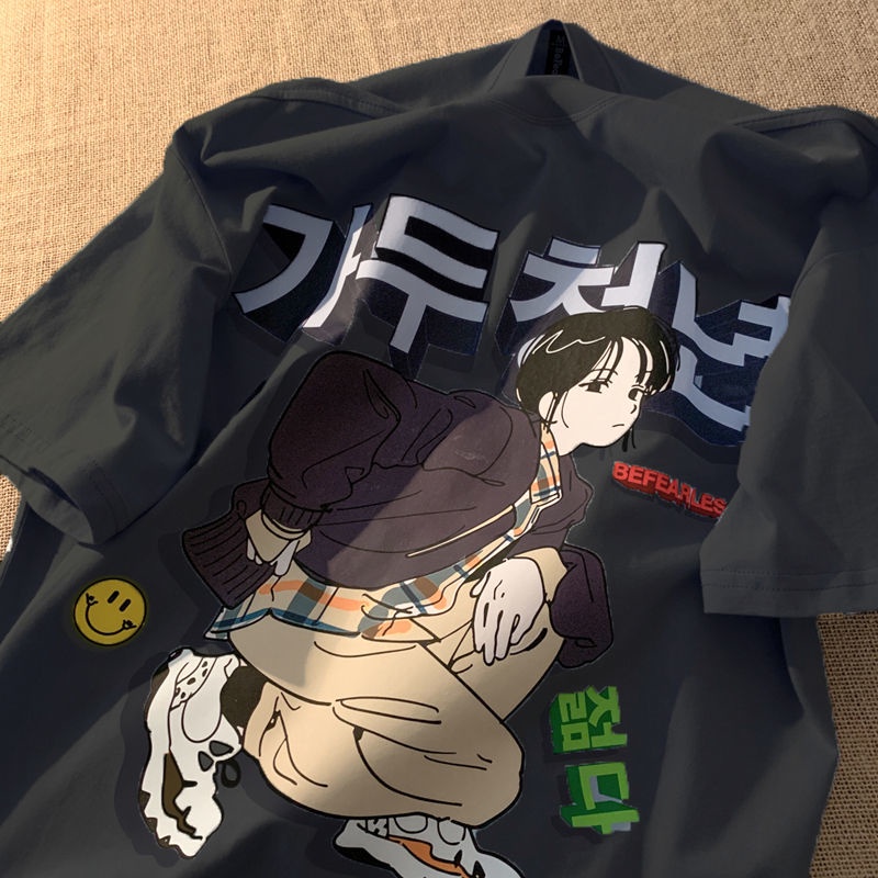 Áo Thun Tay Ngắn Phong Cách Nhật Bản Thời Trang Mùa Hè Cho Các Cặp Đôi