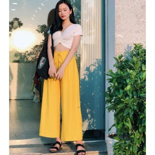 [ẢNH THẬT]Set áo croptop kèm quần ống suông siêu hot ulzzang