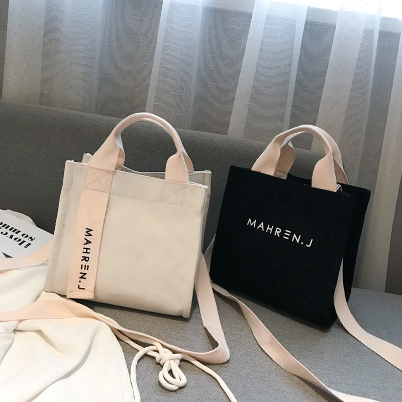 IELGY Túi xách IELGY chất liệu vải canvas đeo một bên vai phong cách nghệ thuật đơn giản