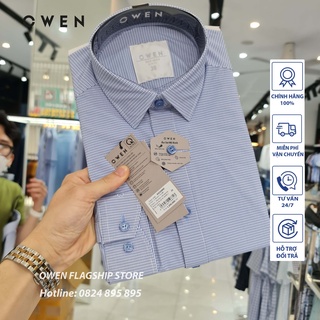 OWEN - (FREESHIP) Áo sơ mi nam dài tay dáng SLIMFIT sợi KNIT cao cấp  - Mã AS23249D - OWEN Flagship Store