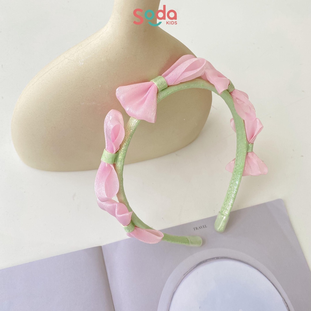 Bờm tóc bé gái SODA KIDS thiết kế bản nhỏ, đỉnh nơ voan xinh xắn, phong cách tiểu thư Hàn Quốc