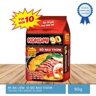 Lốc 10 Gói Mì Kokomi 90 Vị Bò Rau Thơm 90g/Gói