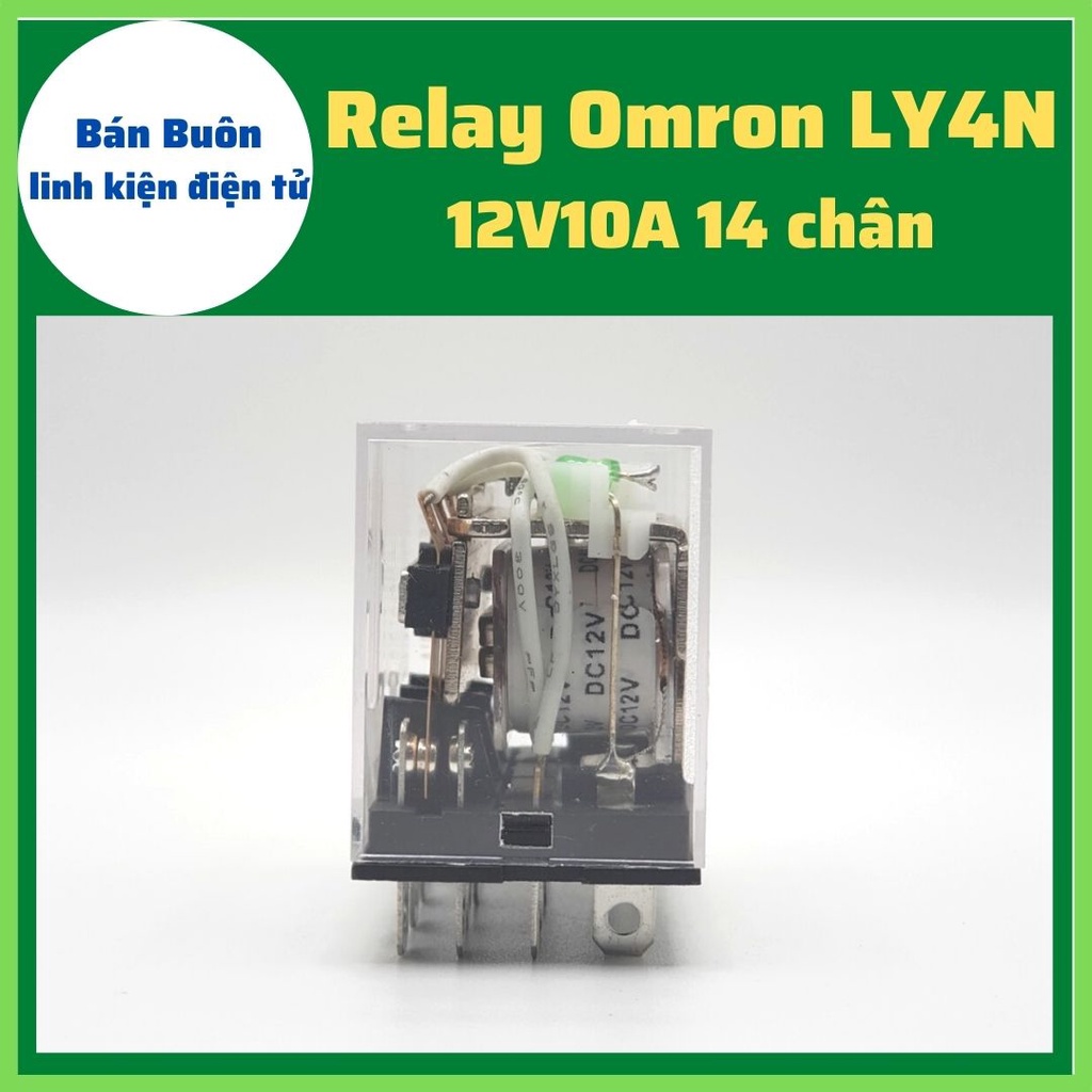 Relay trung gian 12V 14 chân, Rơ le trung gian, relay 12V10A 14 chân  (Chân To)