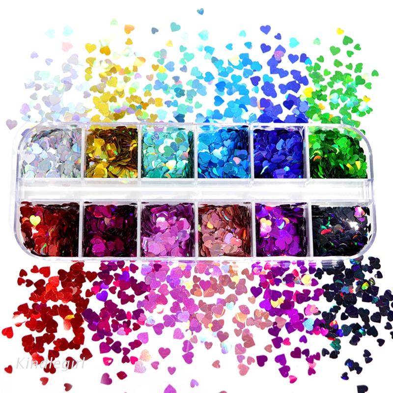 Hộp Kim Tuyến Hình Trái Tim Làm Đồ Trang Sức / Slime