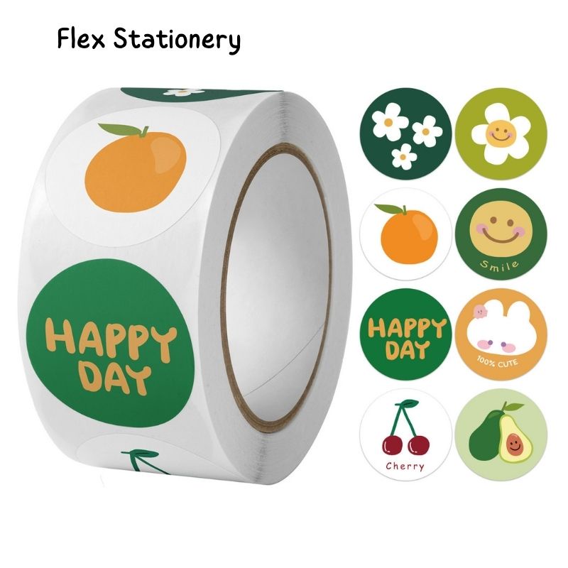 CUỘN SET 500 NHÃN DÁN, STICKER HỌA TIẾT VINTAGE, HÌNH DÁNG HOẠT HÌNH NGỘ NGHĨNH, DỄ THƯƠNG