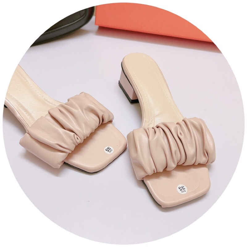 Guốc nữ quai nhún 4p da lì ảnh chụp thật cực dễ đi