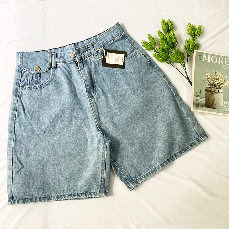 Quần đùi nữ từ 45-51kg jean dày không giãn lưng dây kéo - hàng đẹp - QU058