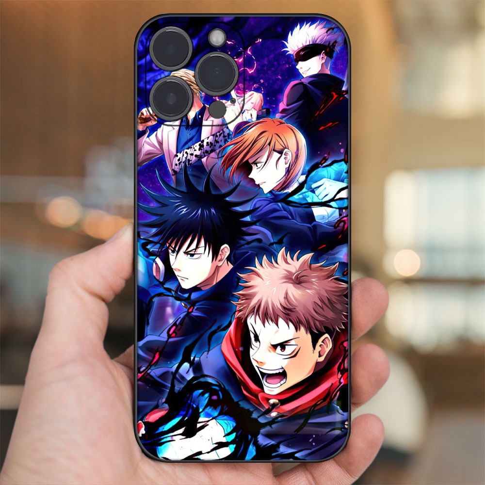 Ốp lưng iPhone 14 Pro Max dẻo đen cạnh vuông in hình Yuji Jujutsu Kaisen