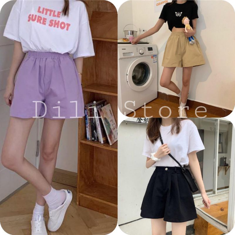 ۩♘Quần Short nữ🍉 đùi nữ Kaki Ống Rộng Cúc Bấm 3 Màu thiết kế siêu xinh form dáng Hàn Quốc mix áo phông cực dễ thươn