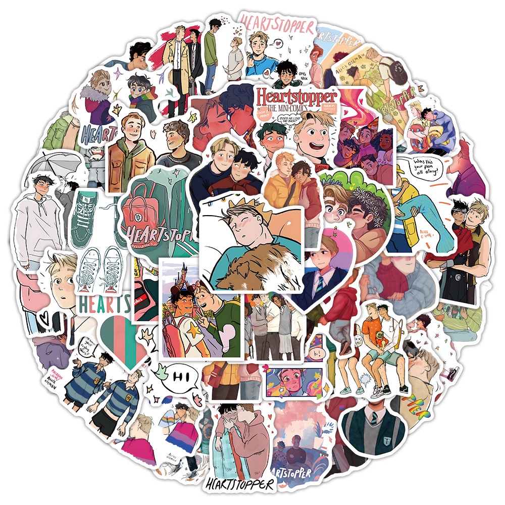 Y&P| Hình Dán Chống Nước Heartstopper Phim Truyền Hình Mũ Bảo Hiểm Máy Tính Xách Tay Hành Lý Dán Thiết Lập, 50 tờ