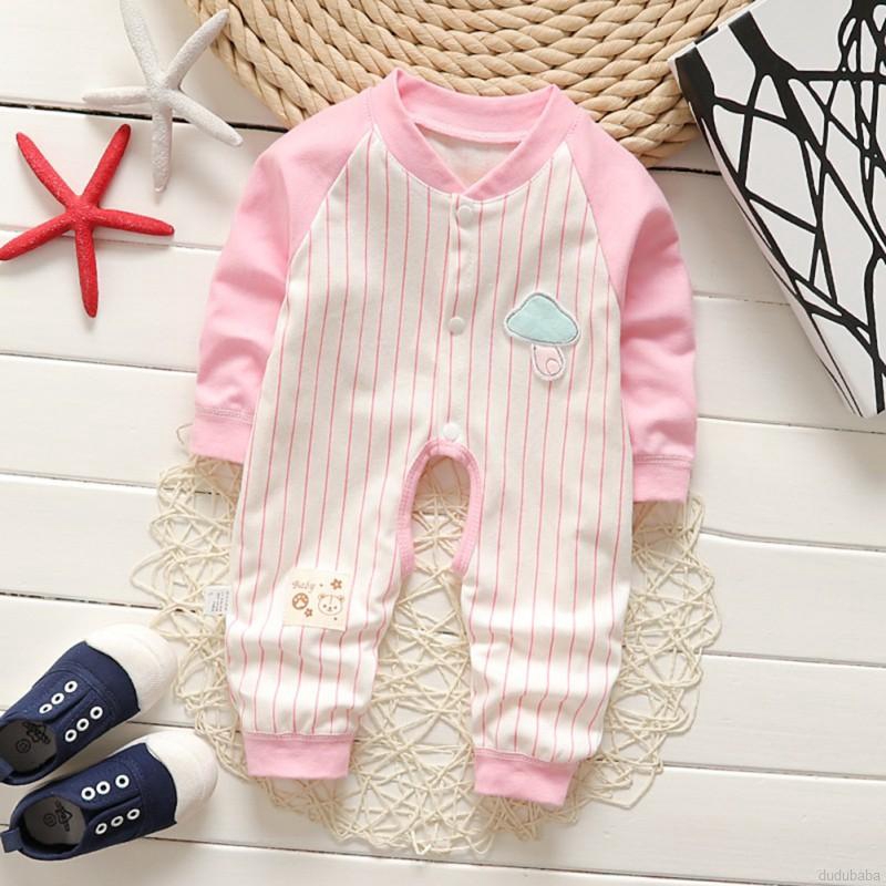 Áo liền quần dài tay sọc ngang đáng yêu cho bé trai gái