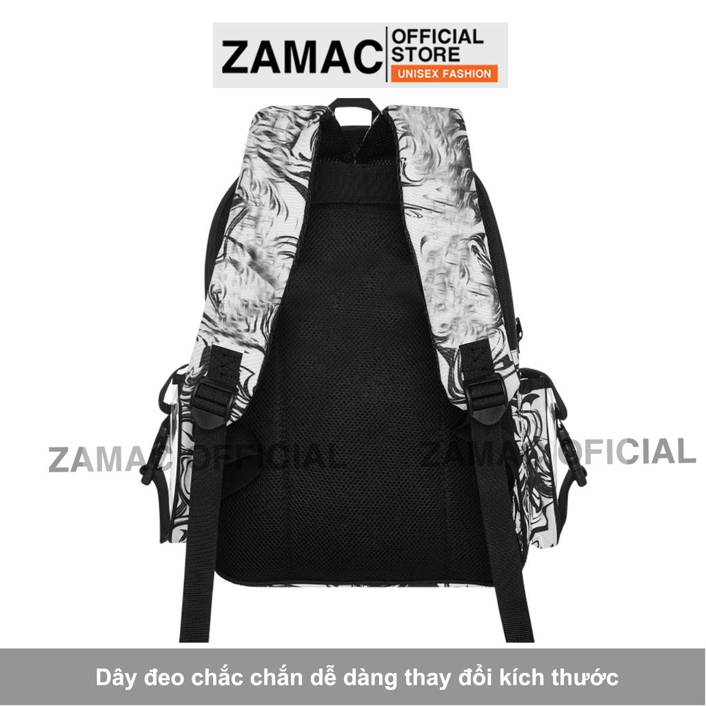 Balo Degrey đi học quằng quện ZAMAC cặp học sinh phối sọc trắng đen Unisex ZB5