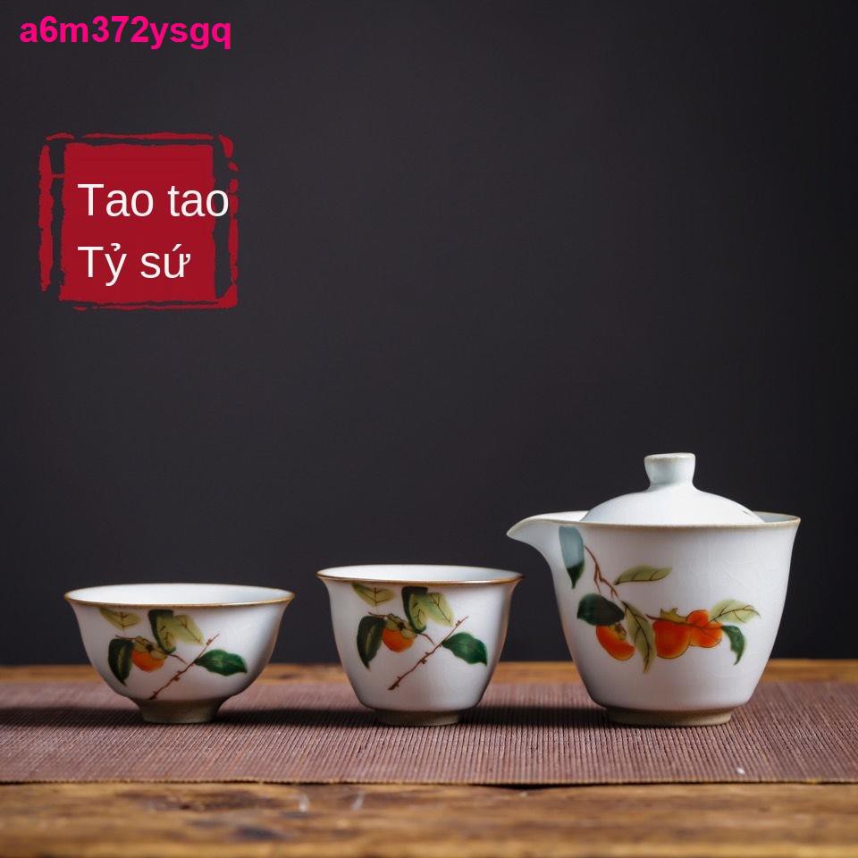 Ru Kiln Cup One Pot Two Mở tách Trà Ấm Văn phòng Nội vụ Bộ Kung Fu Túi du lịch xách tay