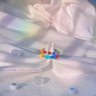 Nhẫn rainbow hạt cườm