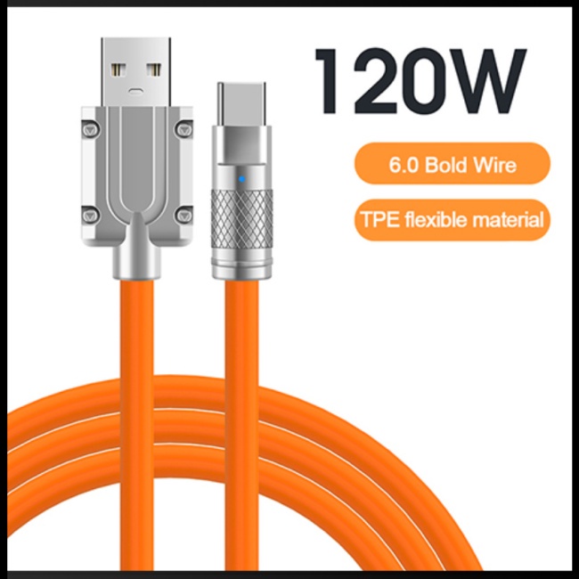 Cáp Sạc Nhanh Zevaret 120w 6a Type C Có Đèn Led Báo Hiệu Cho Xiaomi Huawei