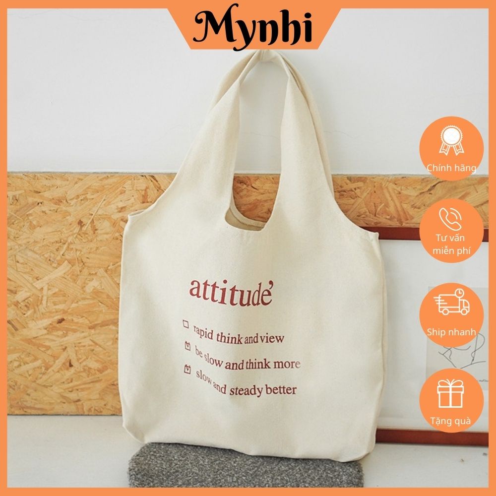 Túi tote vải đeo chéo canvas liền thân đi học đi chơi, hoạ tiết ngộ nghĩnh SHOPMYNHI SMN252