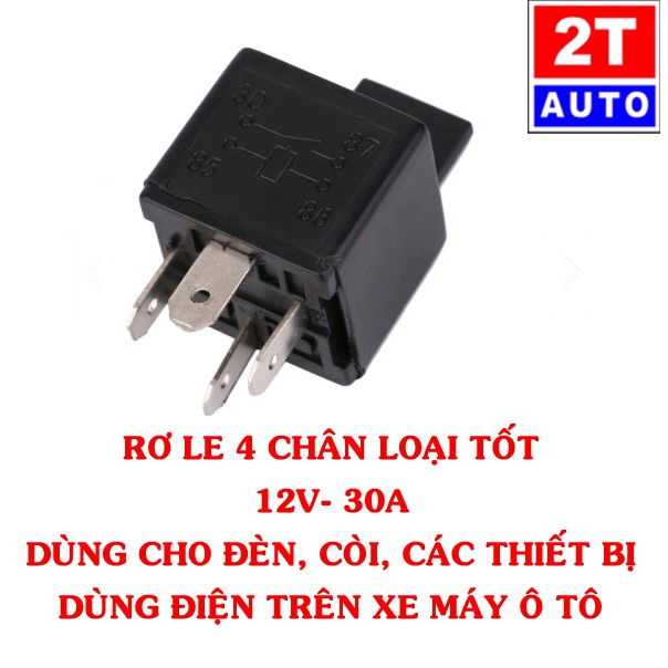 Rơ le 4 chân 12V-30A- dùng cho còi đèn và các thiết bị điện cho ô tô xe máy- relay:   SKU:202