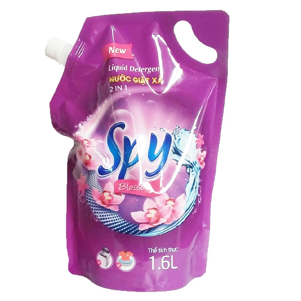 Túi nước giặt xả quần áo Spy Blossom hương nước hoa Pháp 1,6lit