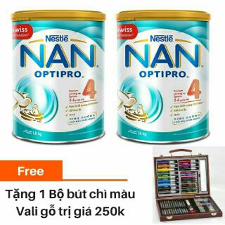 Combo 2 hộp sữa Nan Optipro 4 1.8kg tặng hộp màu 150 chi tiết