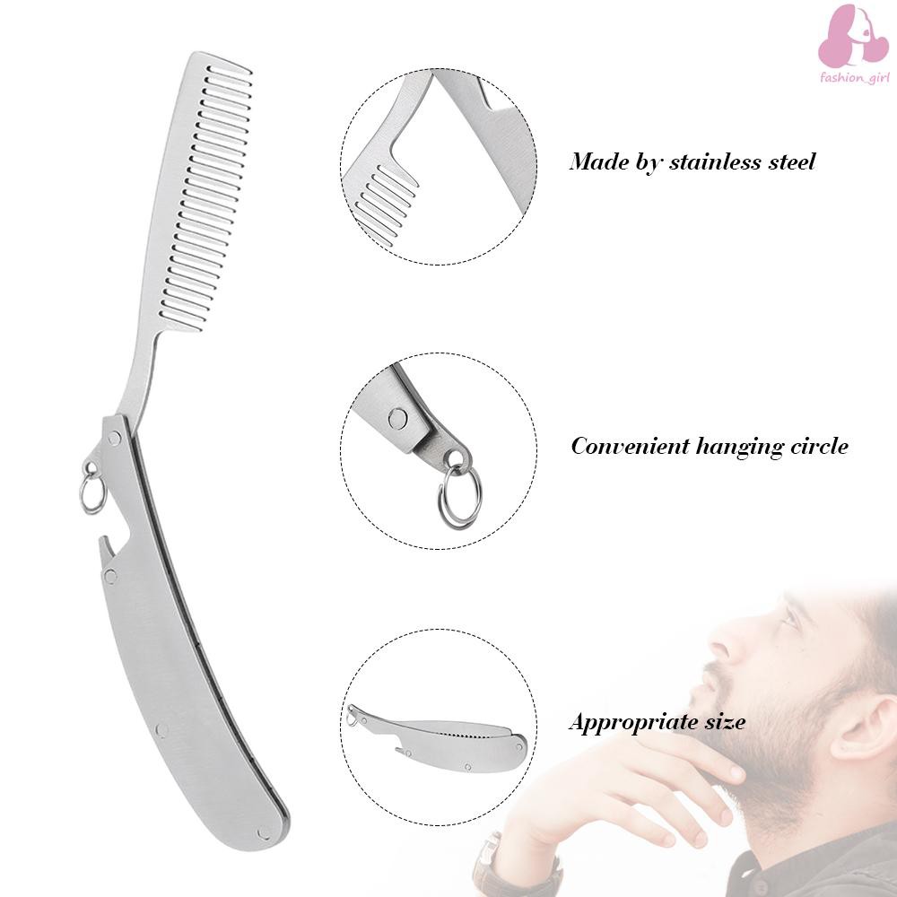 Lược chải râu gấp gọn bỏ túi bằng thép không gỉ dành cho nam