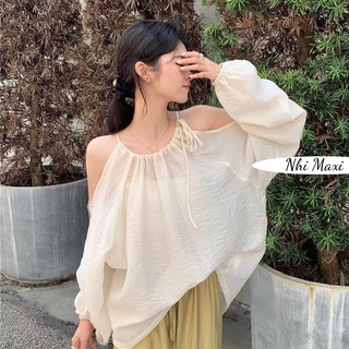 Áo kiểu cổ yếm khoét vai siêu xinh