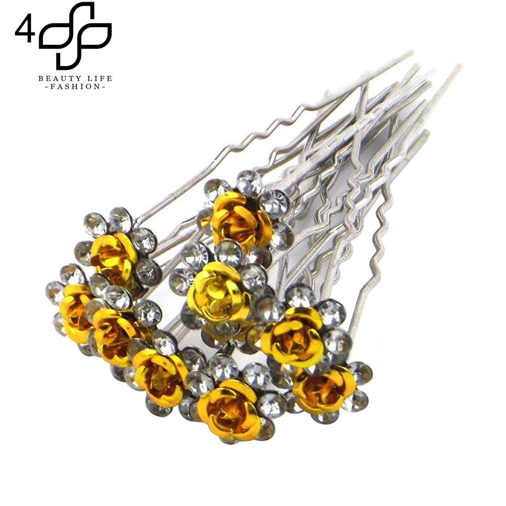 10 kẹp tóc mạ bạc đính đá hoa