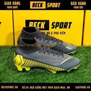 Giày Bóng Đá TQ Mercurial SuperFly EFS Elite360 Xám Gót Vàng Cao Cổ FG