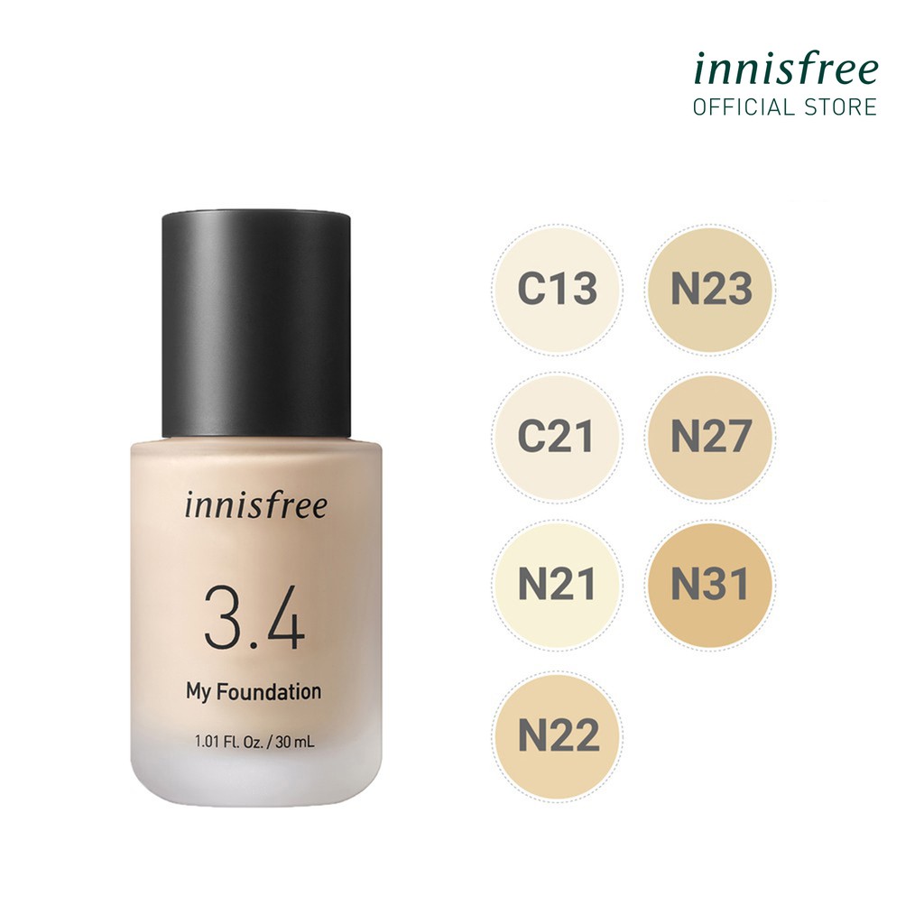 (Phiên bản mới) Kem nền trang điểm innisfree My Foundation 3.4 30ml