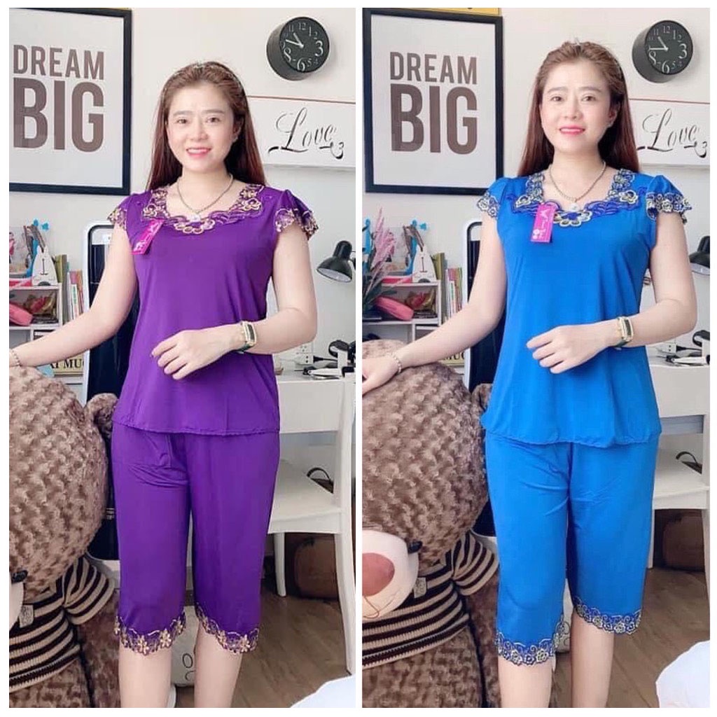 Đồ Bộ Thun Lạnh Mặc Nhà Big size Bộ Quần Áo Trung Niên Mặc Nhà Cho Mẹ