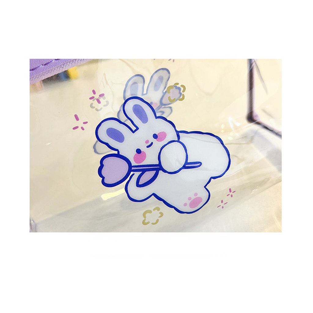 Túi Đựng Bút Trong Suốt Cỡ Lớn Họa Tiết Hoạt Hình Xinh Xắn