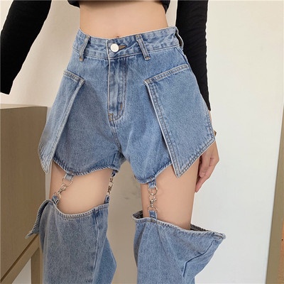 Quần Jeans Dài Ống Rộng Lưng Cao Phong Cách Âu Mỹ Cho Nữ