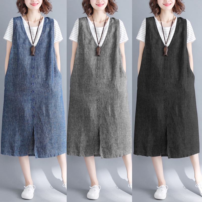 ZANZEA Đầm maxi form rộng sát nách xẻ tà thời trang dành cho nữ | BigBuy360 - bigbuy360.vn
