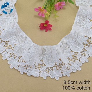 8.5cm Rộng 100% cotton Ren Cạnh Thêu Ren diy trims mini Đầm Ren Ruy Băng Quần Áo Phụ Kiện 4064