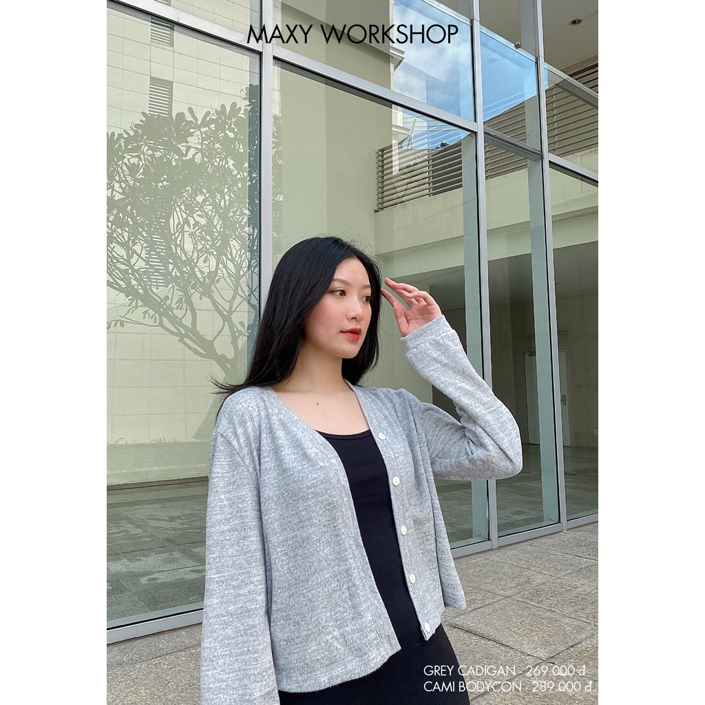 Áo Cadigan mỏng đơn giản dài tay Grey cadigan Maxy Workshop