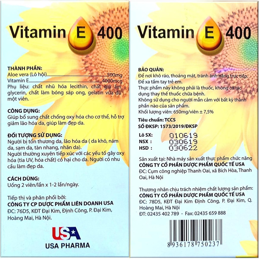 Viên Uống Đẹp Da Vitamin E Chống Lão Hóa