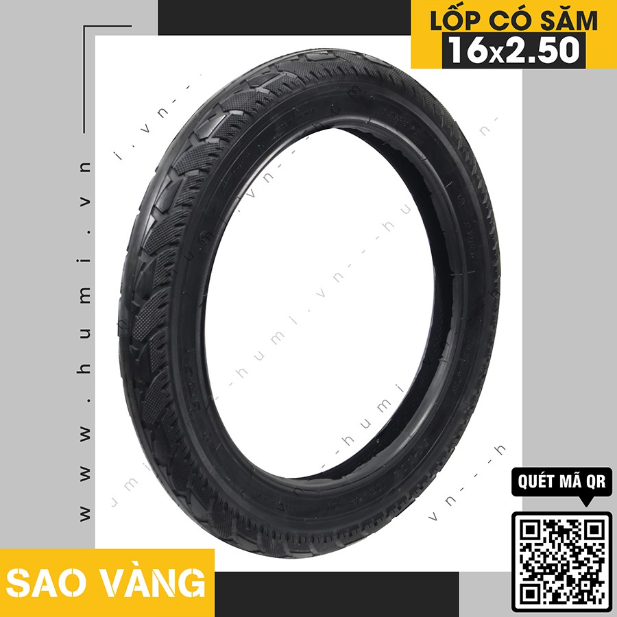 Lốp Xe 🚛 Lốp Có Săm Sao Vàng 16x2.50 SIêu Bền, Dày Dặn