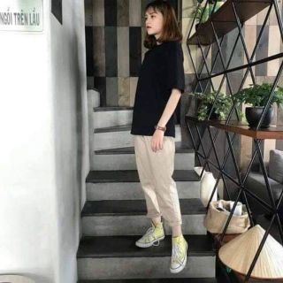 Set basic kaki pants & oversize tee
