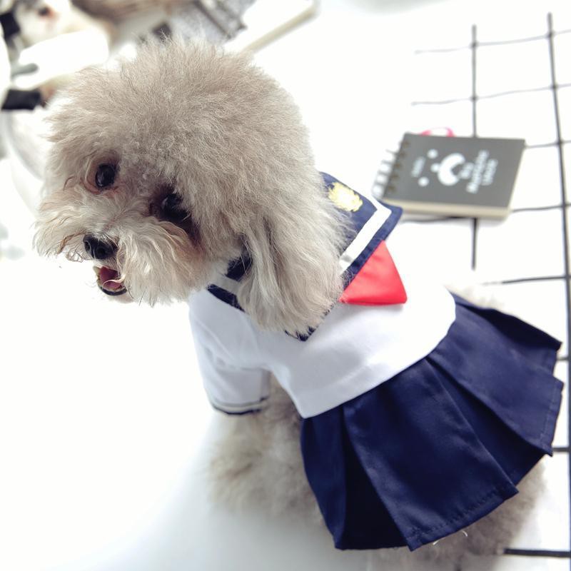 Quần áo mèo váy dễ thương mèo và chó áo sơ mi váy mỏng đồng phục thú cưng váy thủy thủ phù hợp với quần áo chó