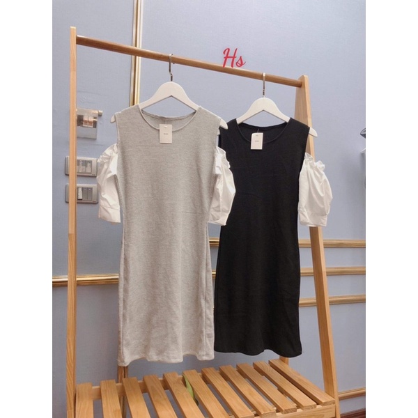 Váy bozip phối tay phồng hở vai HS6