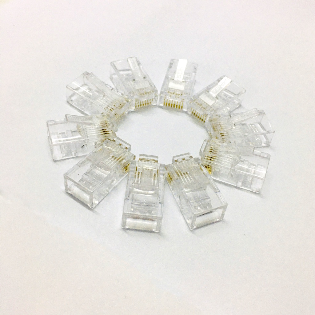 Túi 100 hạt mạng RJ45 dùng cho dây mạng 4 hoặc 8 lõi, loại tốt.