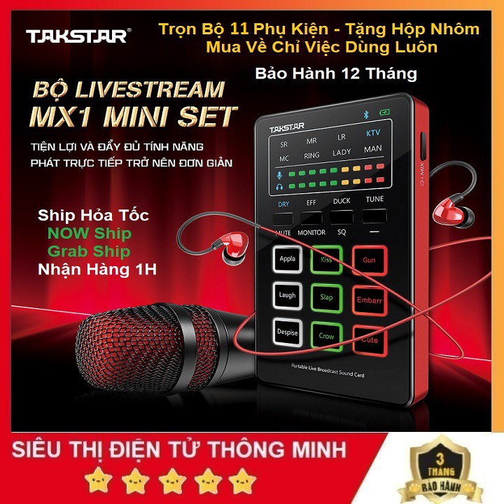 (Sản Phẩm Chính Hãng) Bộ Thu Âm Hát Karaoke Livestream Takstar MX1 - Trọn Bộ 11 Món Phụ Kiện - Hộp Nhôm Du Lịch