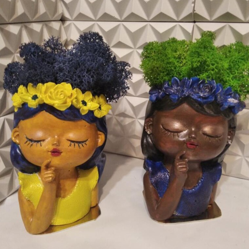 Set khuôn silicon làm chậu hoa hình cô gái 3D dễ thương (có bán lẻ)