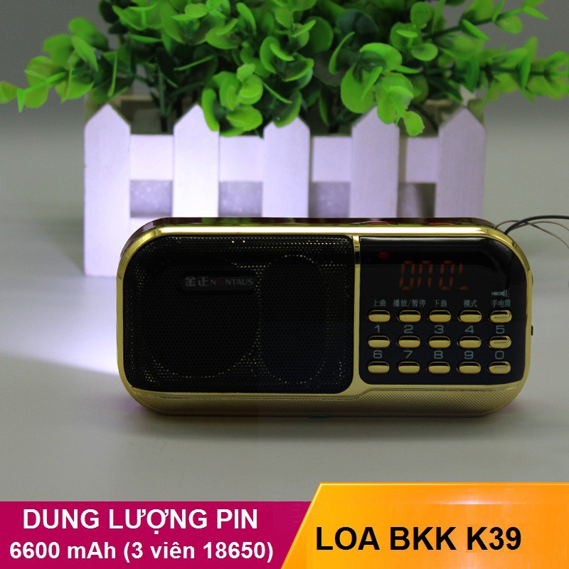 Loa đa năng BKK K39 hỗ trợ 2 khe thẻ nhớ - Pin khủng 6600mah (Đen đỏ)