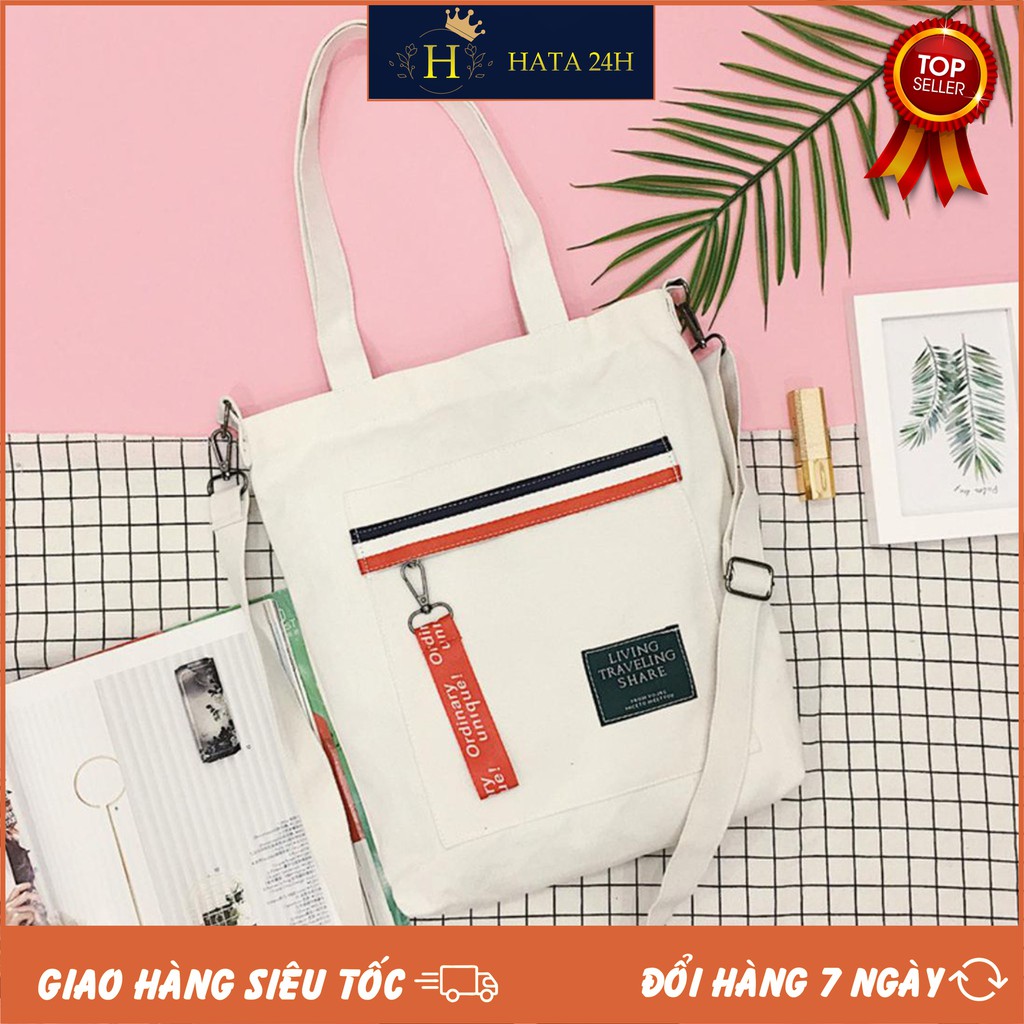 BLT136 TÚI ĐEO CHÉO TOTE LIVING 2IN1 SỌC NGANG 3 MÀU CÓ TUA THỜI TRANG CÁ TÍNH