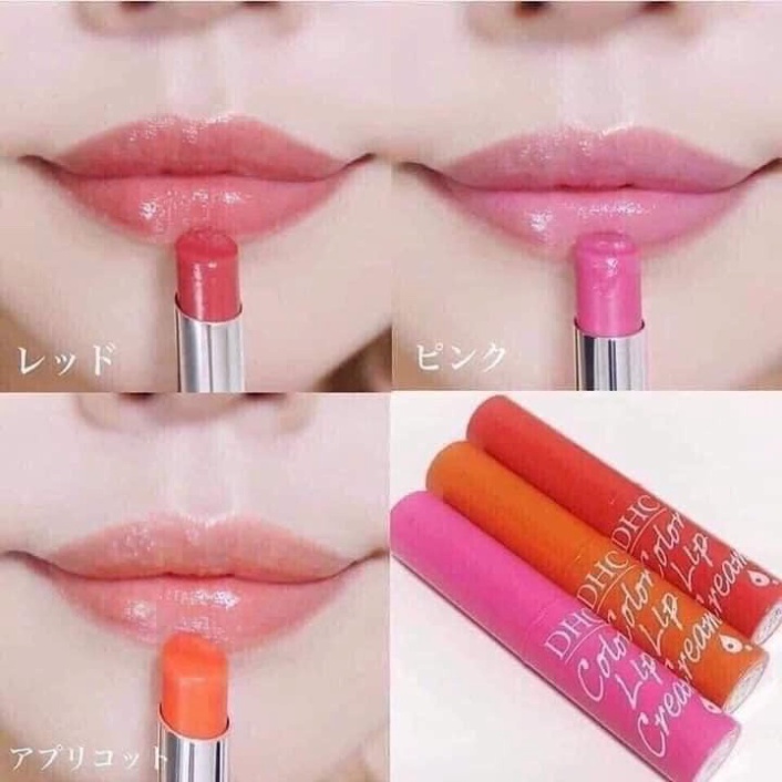 Son Dưỡng Môi DHC Color Lip Cream Nhật Bản Không Màu Và Có Màu Cam, Đỏ, Hồng