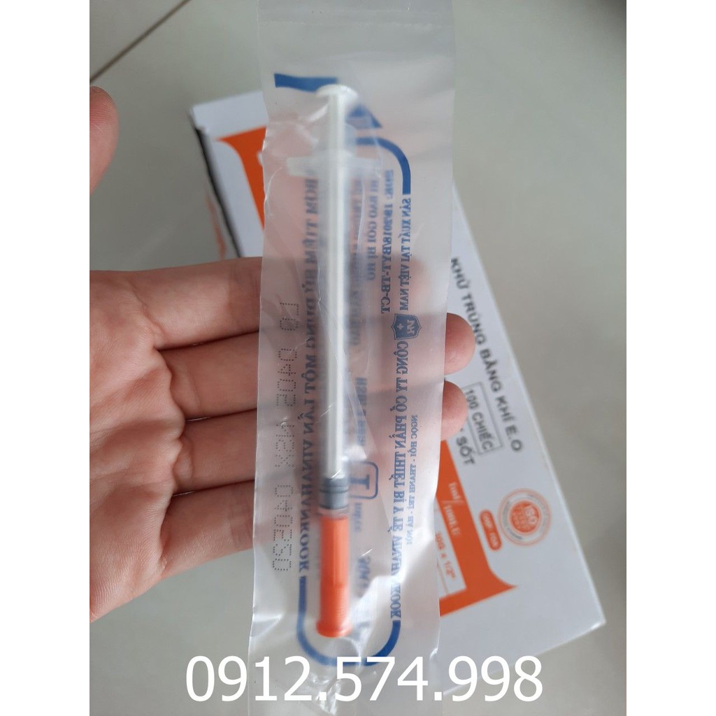 HỘP 100 cây BƠM KIM TIÊM TIỂU ĐƯỜNG INSULIN 1CC 1ML 100iu  VINAHANKOOK